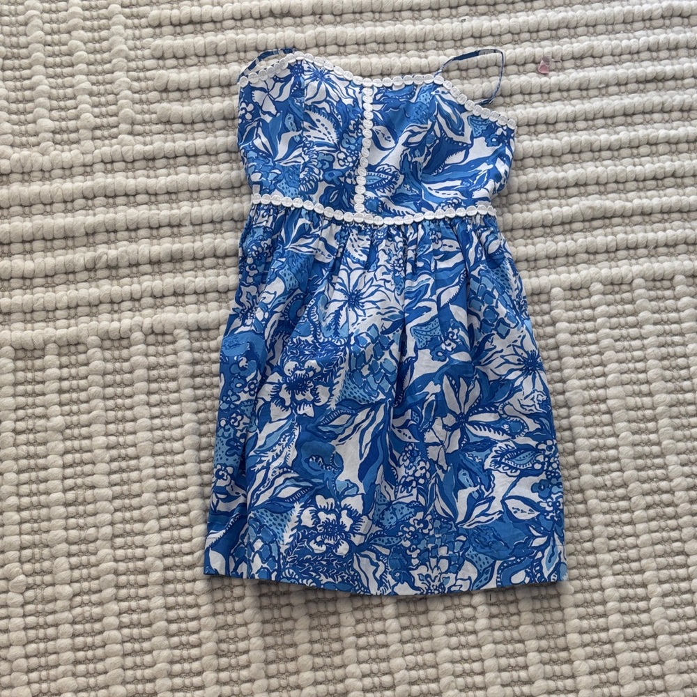 Lilly Pulitzer Blue and White Floral Kids Dress